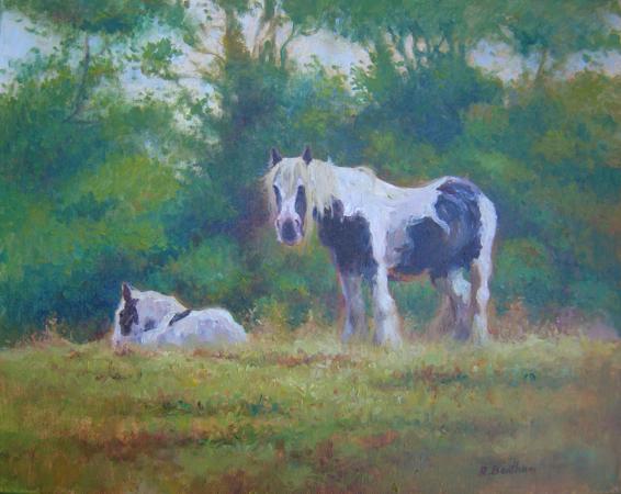 Horses In the Meadow, 16 X 20 (Oil) - Sold