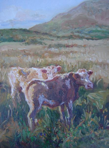 Cows, Co. Kerry, 8 X 6 (Oil) - Sold