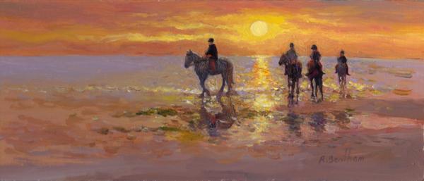 Sunset Ride, 5 X 12 (Oil) - Sold