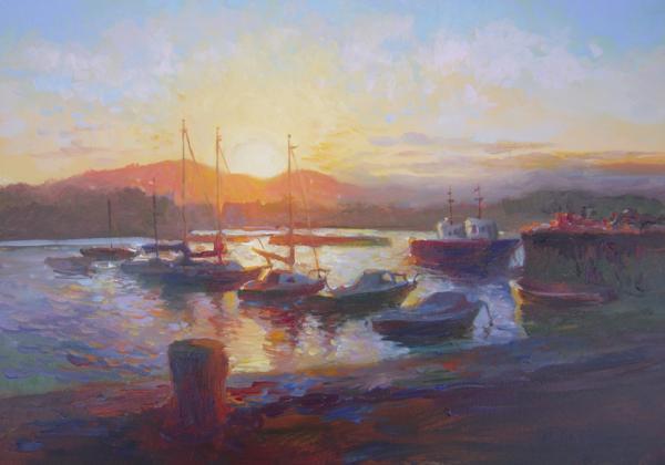 Sunset the Harbour, 10 X 14 (Oil) - Sold