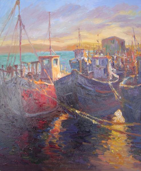 Fishing Boats Skerries, 11.5 X 13.5 (Oil) - Sold