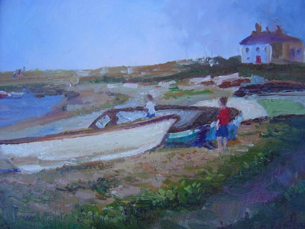 Young Boys & Boats, 6 X 8 (Oil) - Sold