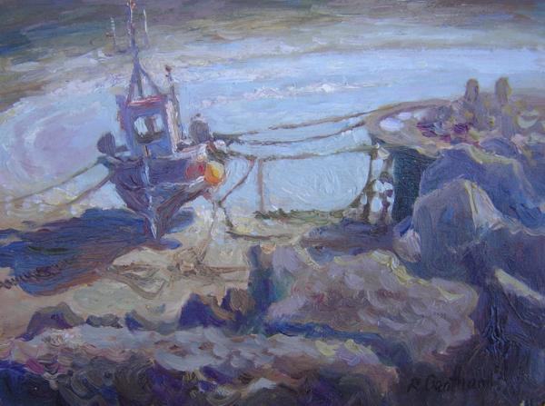 Fishing Boat, Low Tide, 6 X 8 (Oil) - Sold