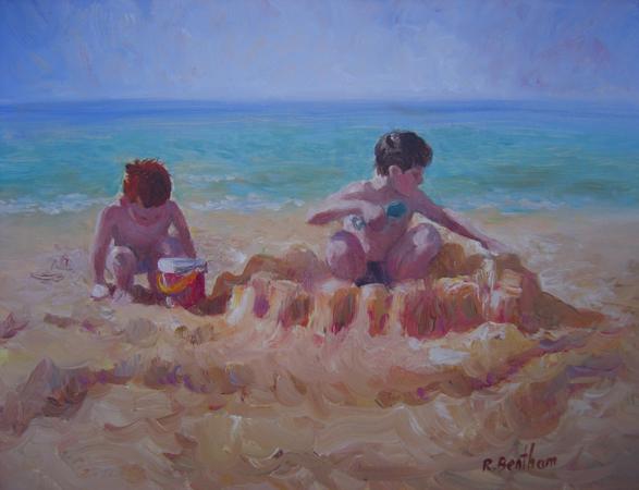 Building Sandcastles, 8 X 10 (Oil)