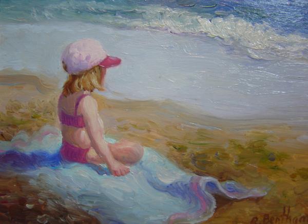 Watching the Waves, 6 X 8 (Oil) - Sold