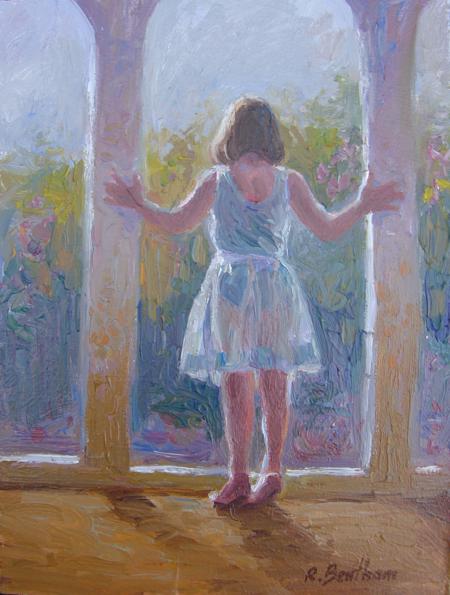 Ballerina at the Window, 8 X 6 (Oil) - Sold