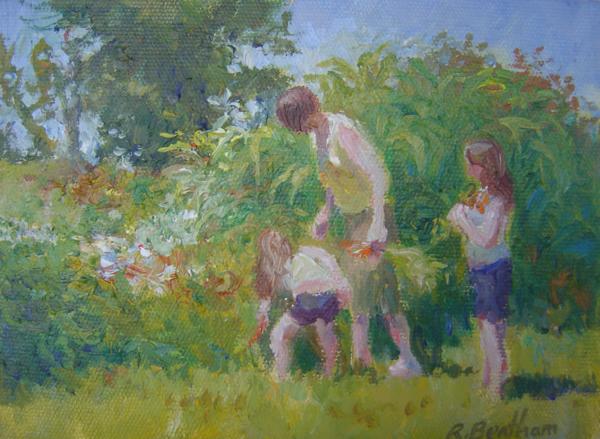 Gathering Vegetables, 5 X 7 (Oil)