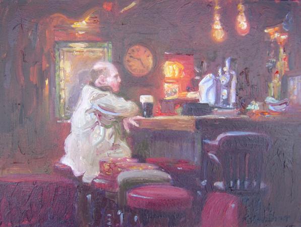 10 to 5, Danns Pub, 6 X 8 (Oil) - Sold