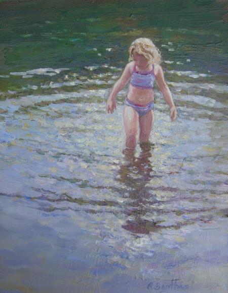 Chasing her Reflection, 10 X 8 (Oil) - Sold