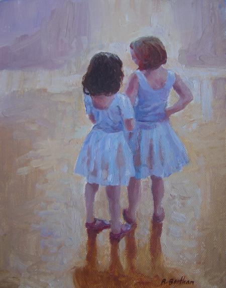 Ballerinas, A Quiet Moment, 8 X 6 (Oil) - Sold