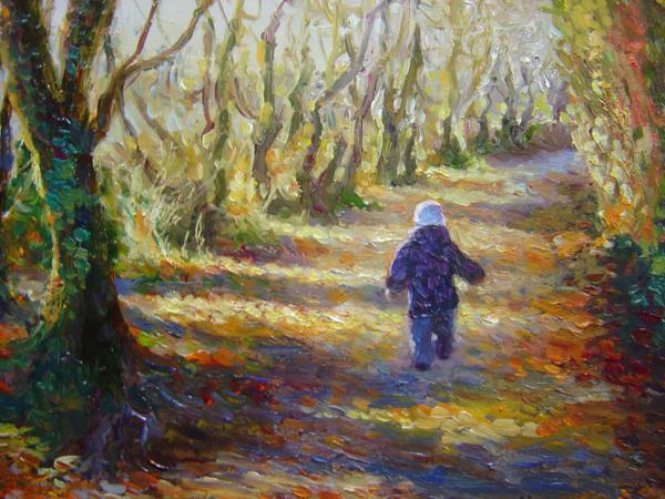 Autumn Stroll, 9 X 10 (Oil) - Sold