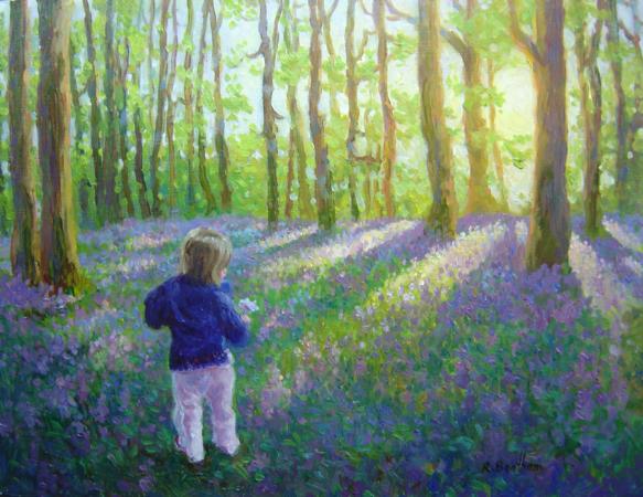 Aoise in the Bluebell Forest, 14 X 18 (Oil) - Sold