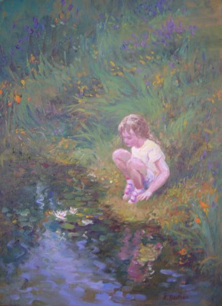 Beside the Lily Pond, 16 X 12 (Oil)