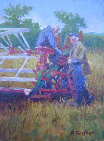 Talking Threshing, 8 X 8 (Oil)