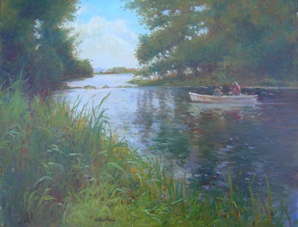 Fishing on the River, 16 X 20 (Oil) - Sold