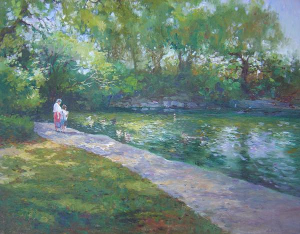 Feeding the Ducks, 16 X 20, (Oil) - Sold