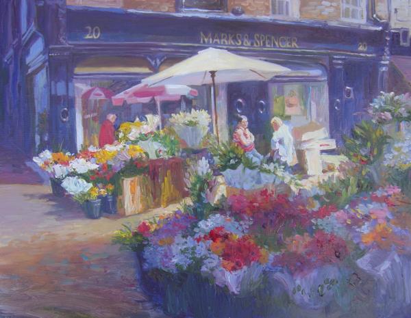 Flower Sellers, Grafton Street, 14 X 18 (Oil) - Sold