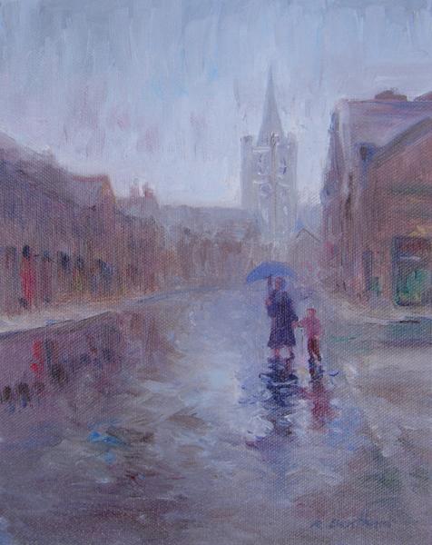 Rainy Day, The Liberties, 10 X 8 (Oil) - Sold