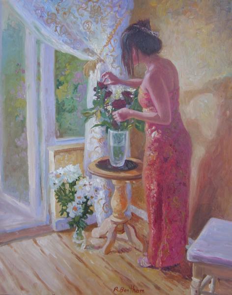 Arranging Flowers, 20 X 16 (Oil)