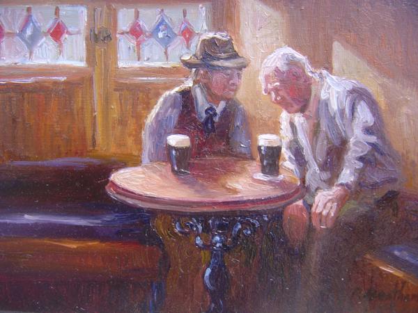 In an Irish Pub, 6 X 8 (Oil) - Sold