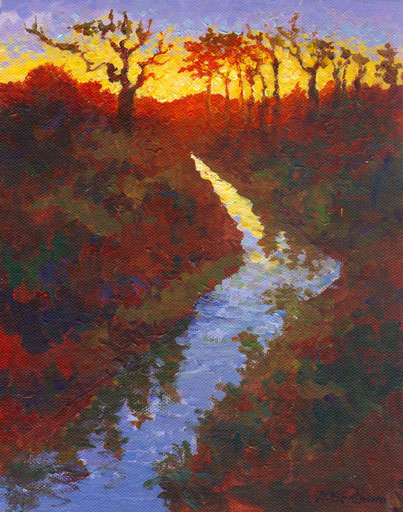 Sunset Forest Stream, 10 X 8 (Acrylic)