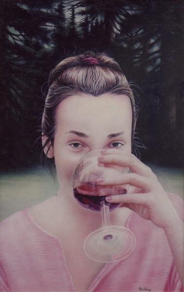 The Glass of Wine (Commission), 20 X 16 (Acrylic) - Sold