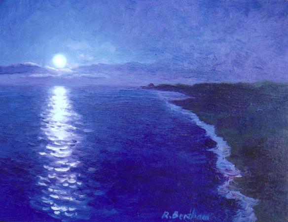 Moonrise, South Beach, 6 X 8 (Oil) - Sold