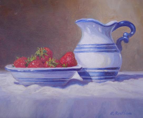 Strawberries & Cream, 10 X 12 (Oil) - Sold