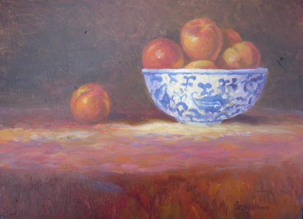 Nectarines in a Bowl, 10 X 14 (Oil) - Sold